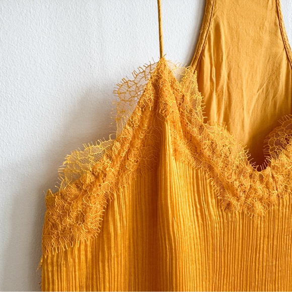 CAMI NYC • The Racer Crinkle Lace Trimsilk Tank Top In Honey - Picture 4 of 12